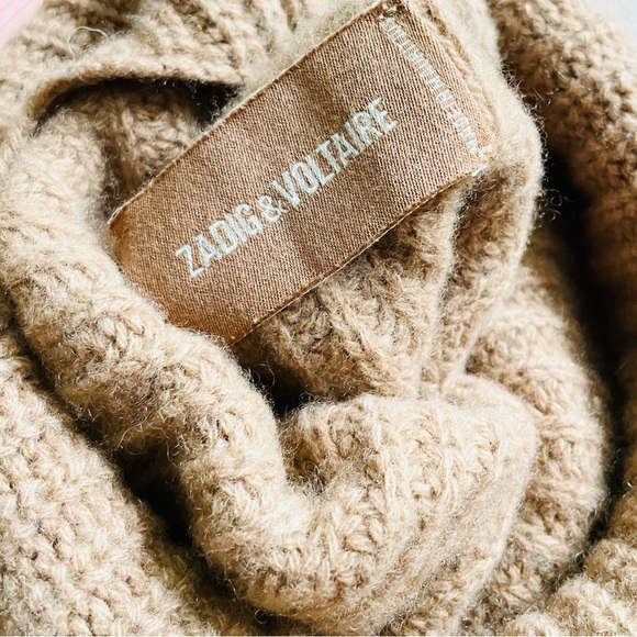 Zadig & Voltaire SMALL Eloi cashmere turtleneck knit sweater in cognac brown - Picture 5 of 6